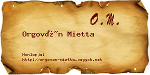 Orgován Mietta névjegykártya